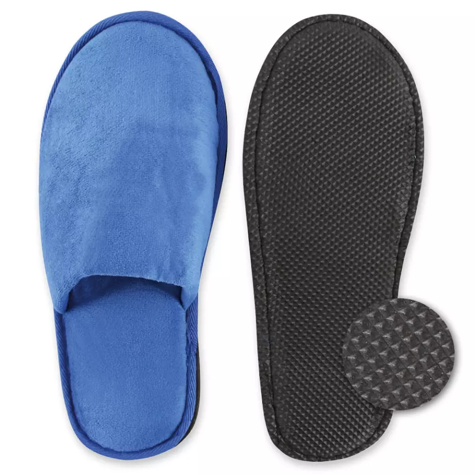 HygoStar 55586, Deluxe Velour Slippers, Blue, image 2, gallery thumbnail