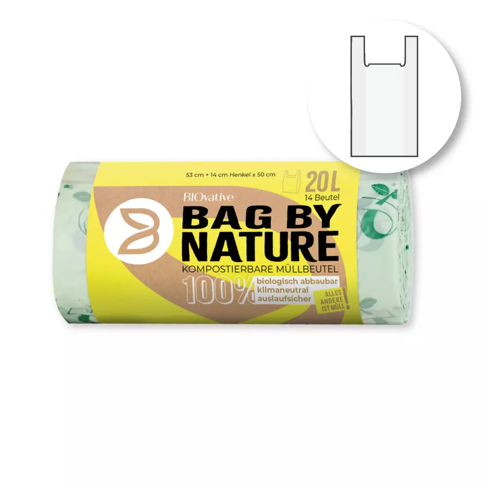Franz Mensch 32293, Biodegradable Garbage Bags, Corn Starch, 20 l, Roll, with Handle, image 1