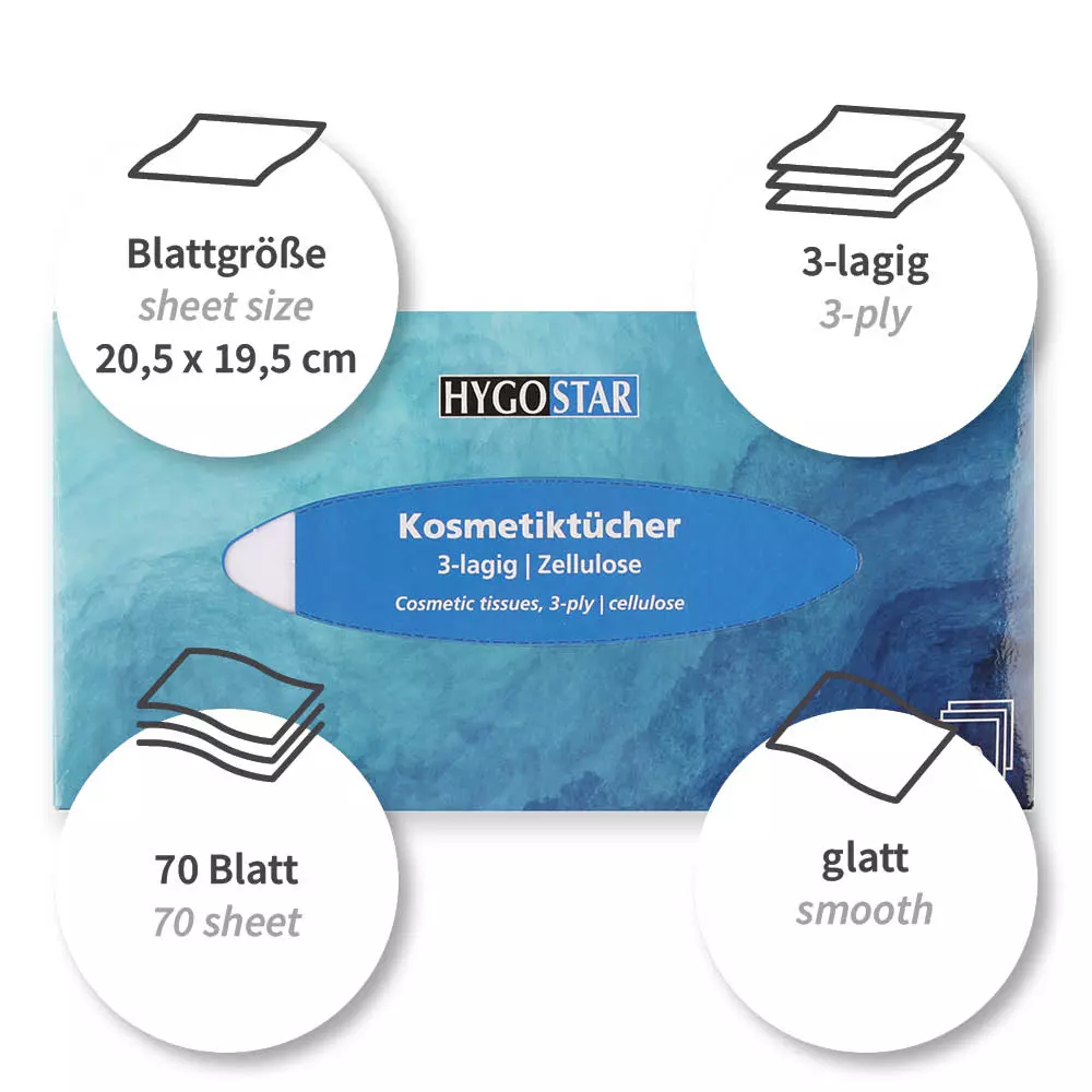 Hygostar 30472, 3-Ply Cellulose Cosmetic Tissues, White, image 3
