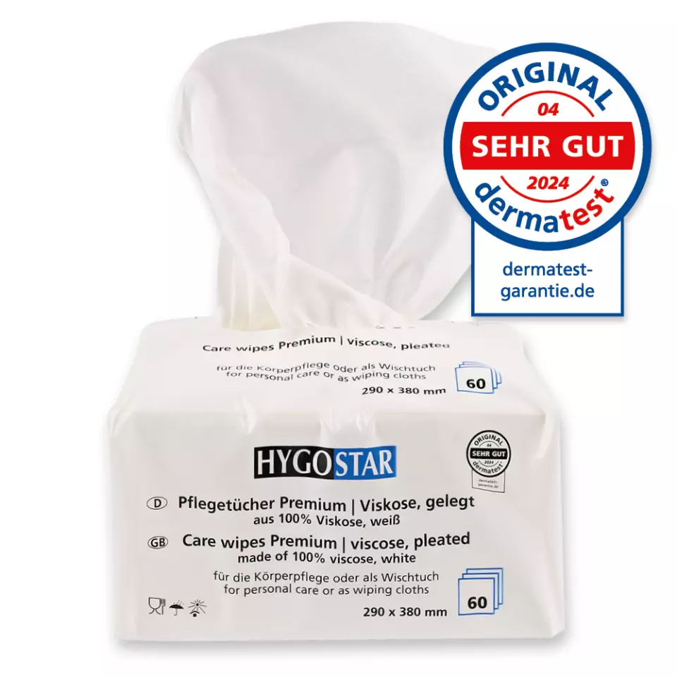 Hygostar 53620, Care Premium Pleated Viscose Wipes, 29 x 38 cm, White, image 1, gallery thumbnail