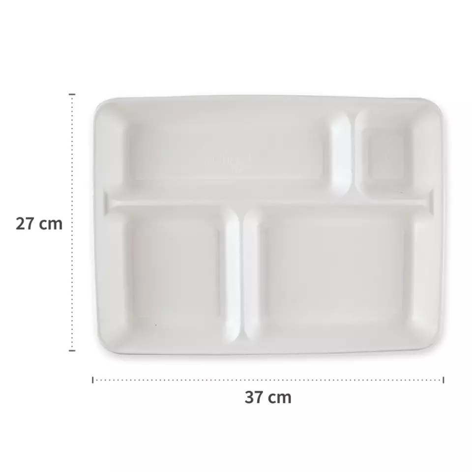 NATUREStar 411444, Organic Bagasse Menu Tray, 4-Compartments, 370 x 270 mm, Rectangular, image 4, gallery thumbnail