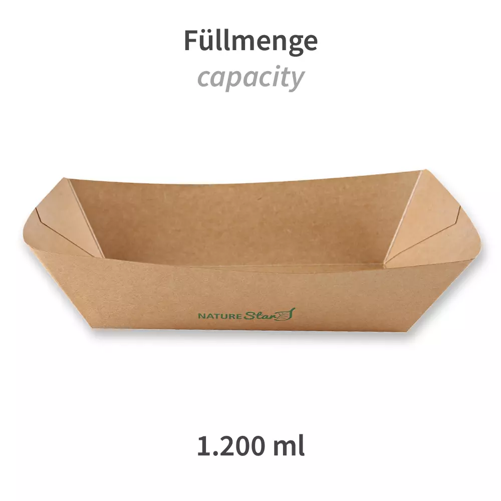NATUREStar 417590, Tasty Organic Food Trays, 1200 ml, 224 x 140 x 58 mm, Kraft Paper/PE, FSC®-Mix, image 2