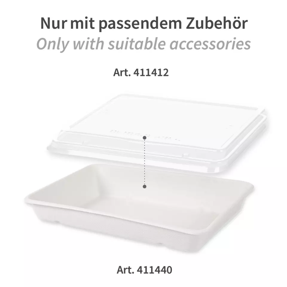 NATUREStar 411440, Classico Organic Rectangular Bagasse Trays, 230 x 156 x 31 mm, 900 ml, image 5, gallery thumbnail