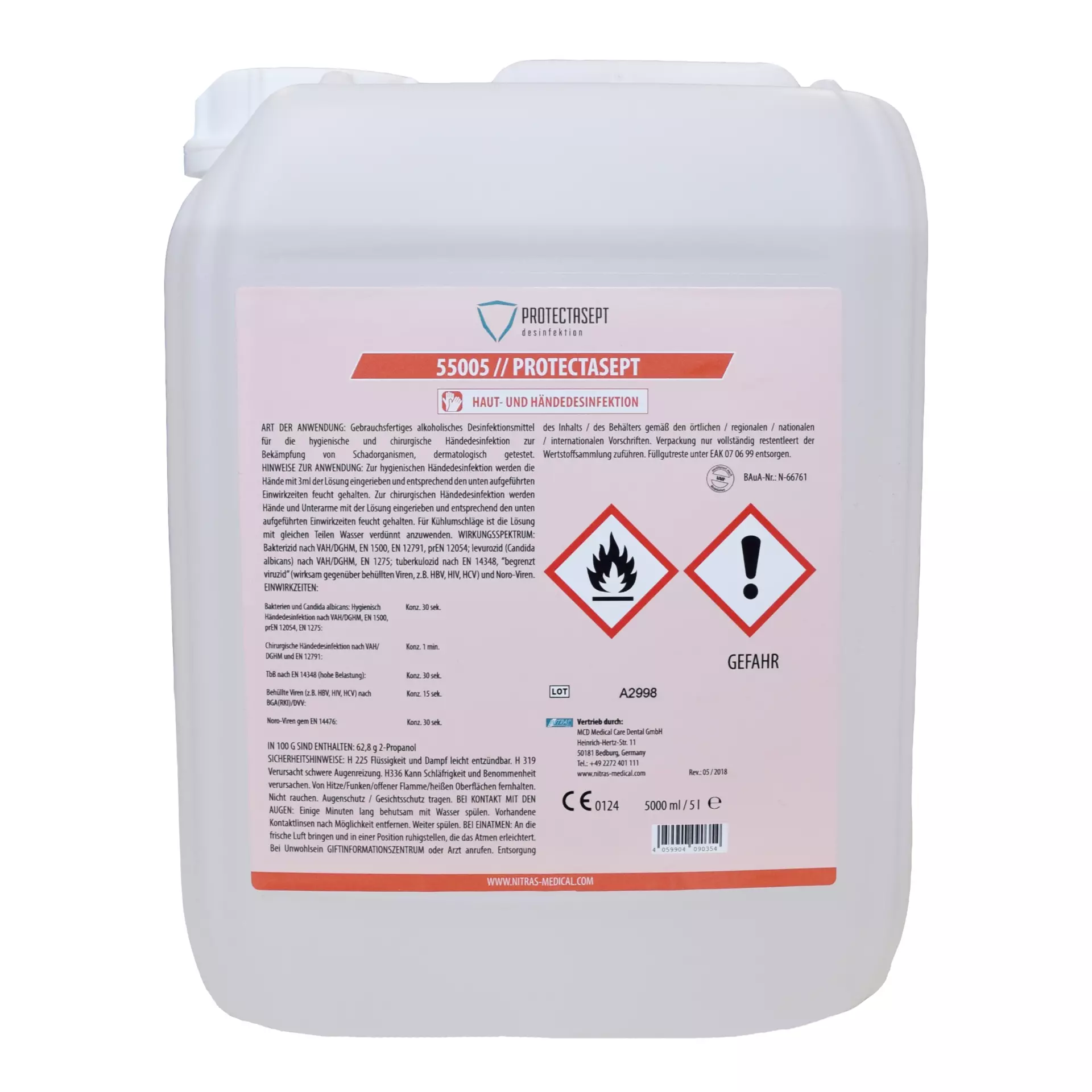 Nitras Medical 55005, PROTECTASEPT SKIN skin/hand disinfection, 5,000ml, image 1