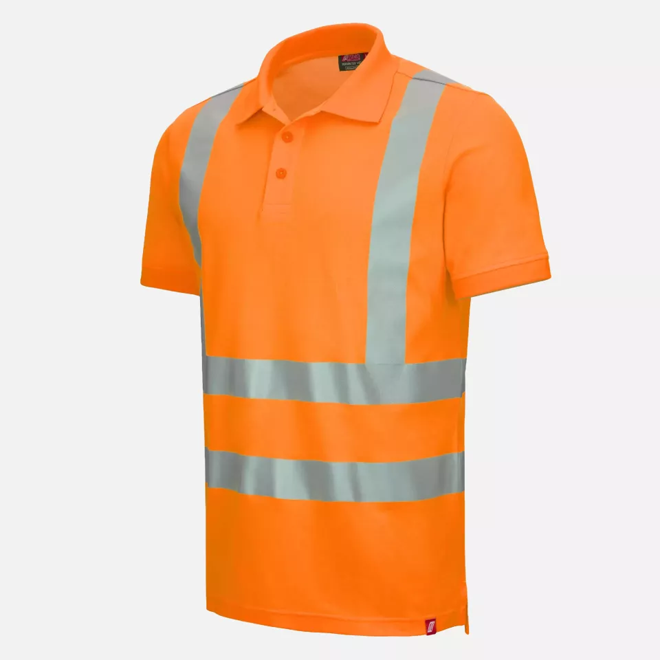 Nitras 7013-4100, MOTION TEX VIZ Reflective Polo Shirt, Neon Orange, image 1, gallery thumbnail