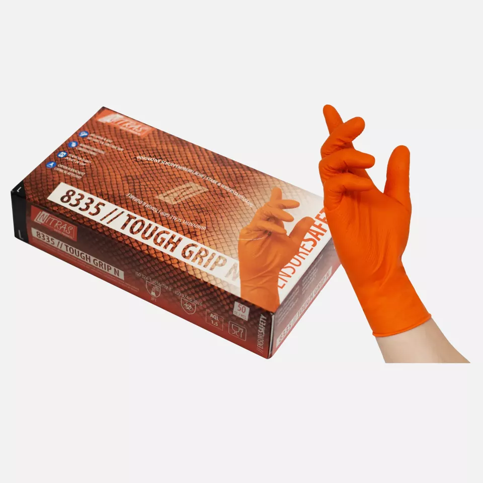 Nitras 8335, TOUGH GRIP N Nitril-Einweghandschuhe, Orange, image 1, gallery thumbnail