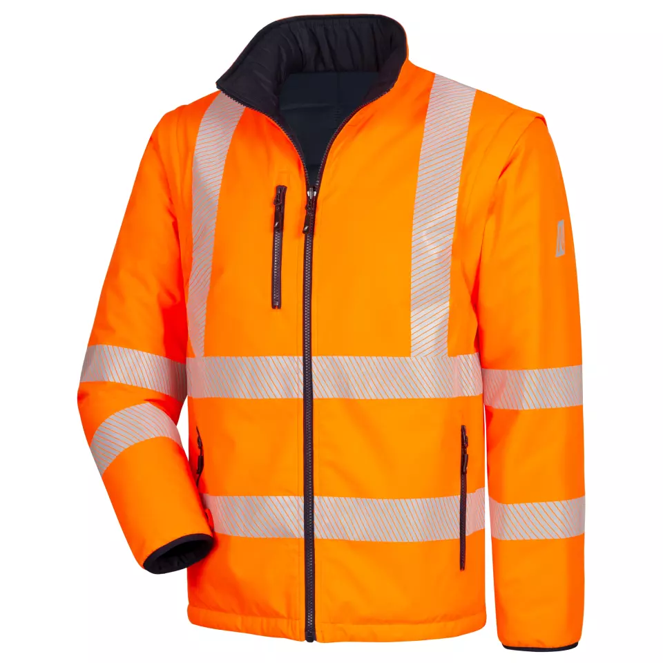 Nitras 7179-4121, MOTION TEX VIZ PLUS Multifunctional High-Visibility Jacket, Neon Orange/Navy Blue, image 6, gallery thumbnail