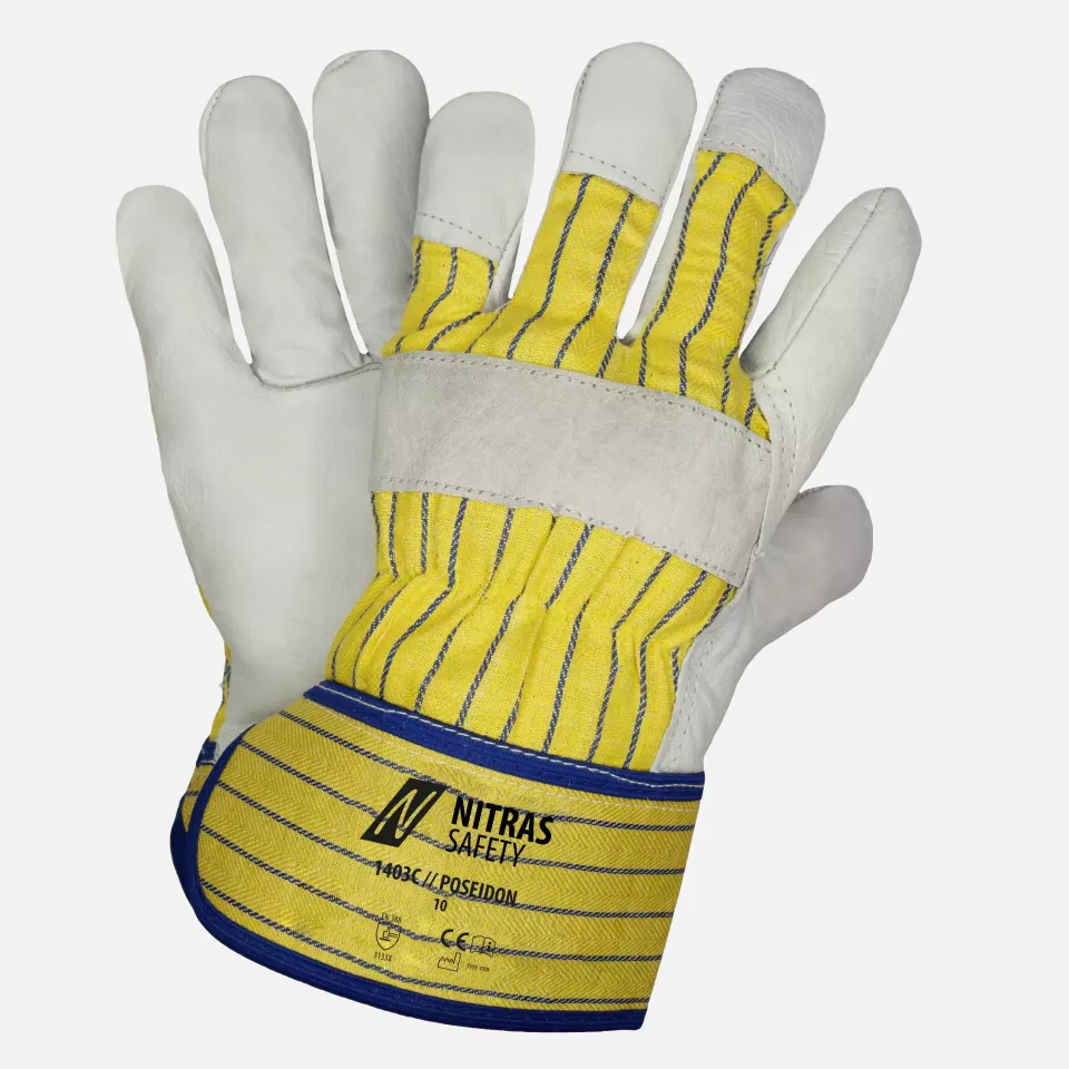 Nitras 1403C, POSEIDON Cow Grain Leather Gloves, Size 10, image 1, gallery thumbnail