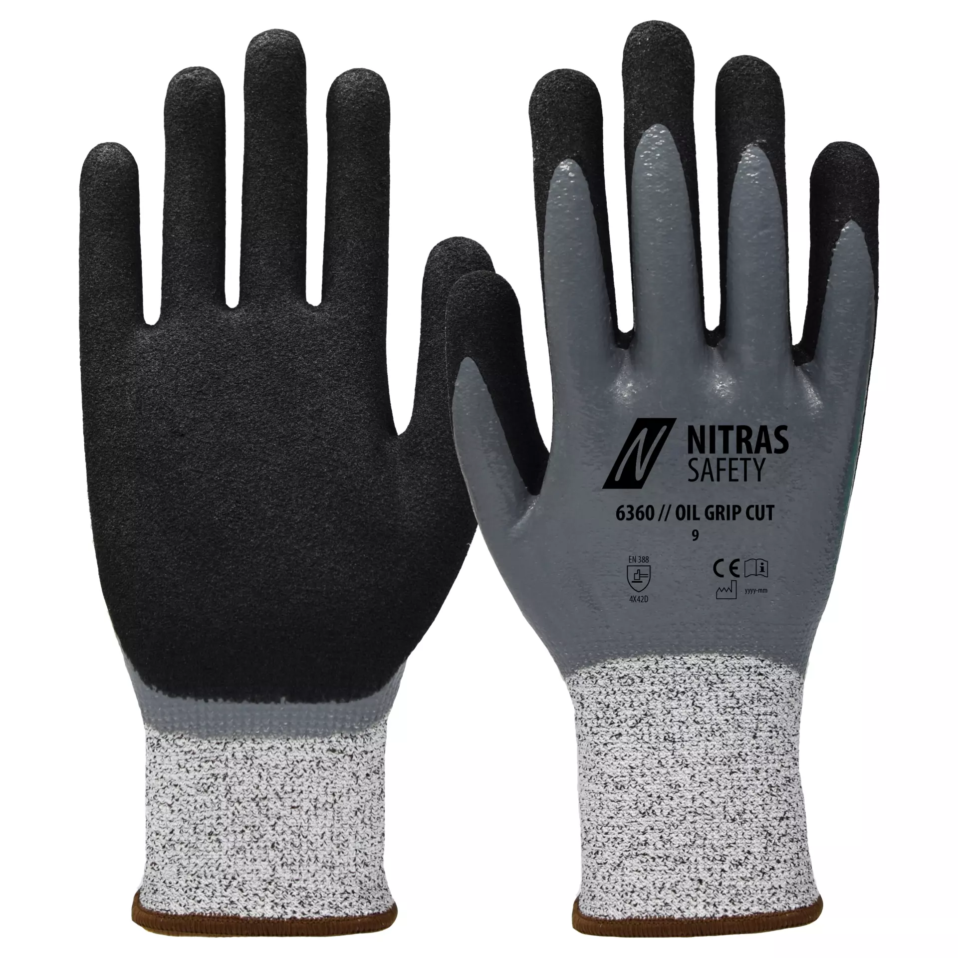 NITRAS 6360, OIL GRIP CUT Cut protection Gloves, Grey, image 1