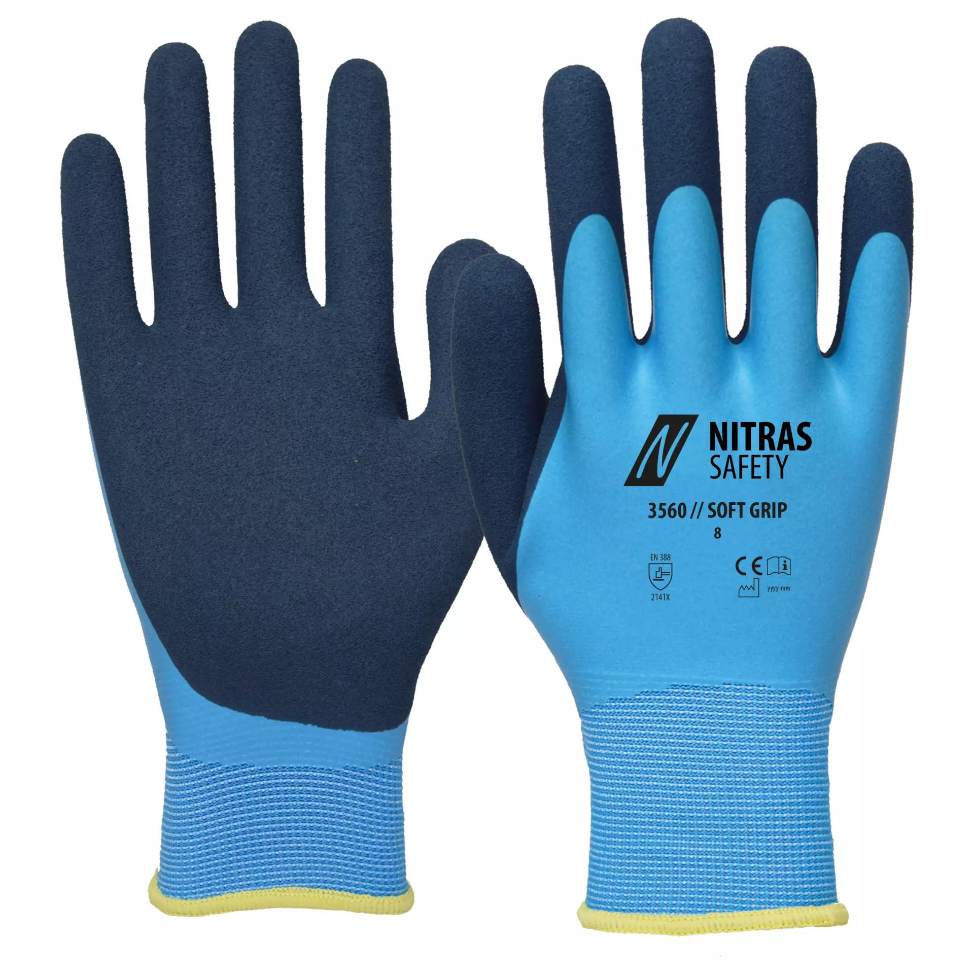 NITRAS 3560, SOFT GRIP Polyester Gloves, Light Blue, image 1