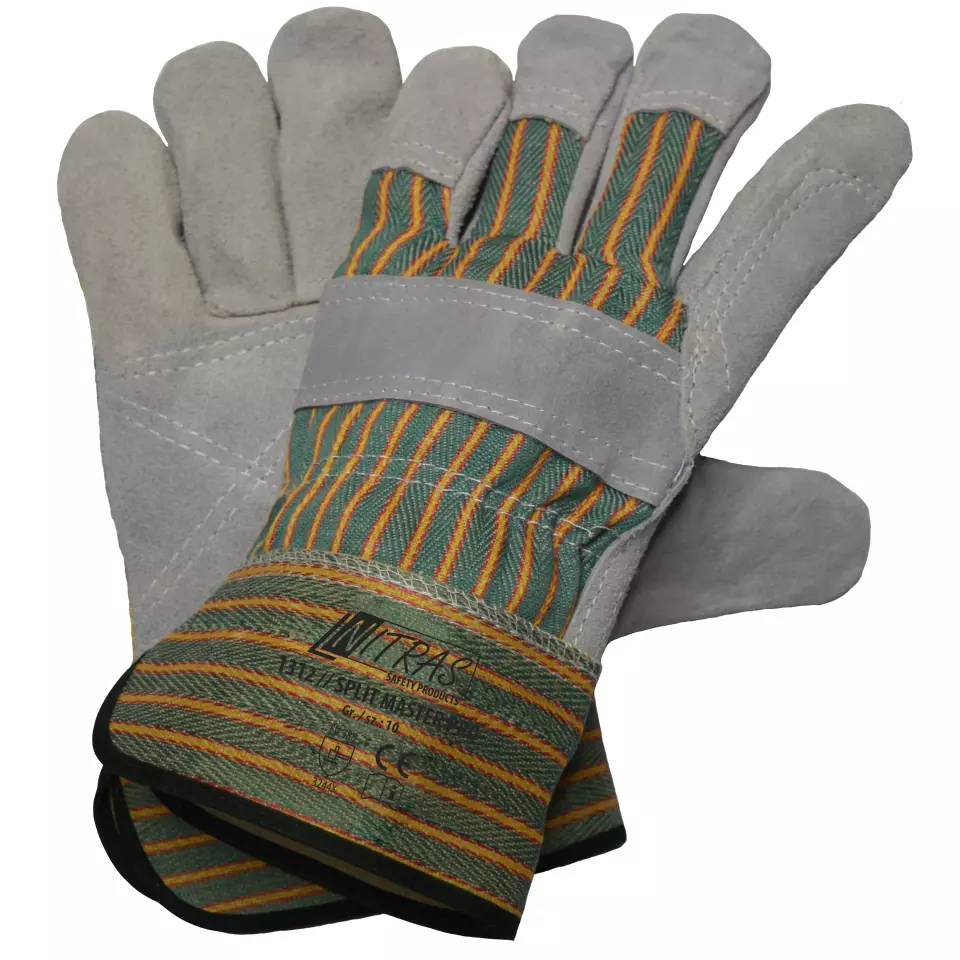 Nitras 1312, SPLIT MASTER PRO Cow Split Leather Gloves 1+, Green, image 1, gallery thumbnail