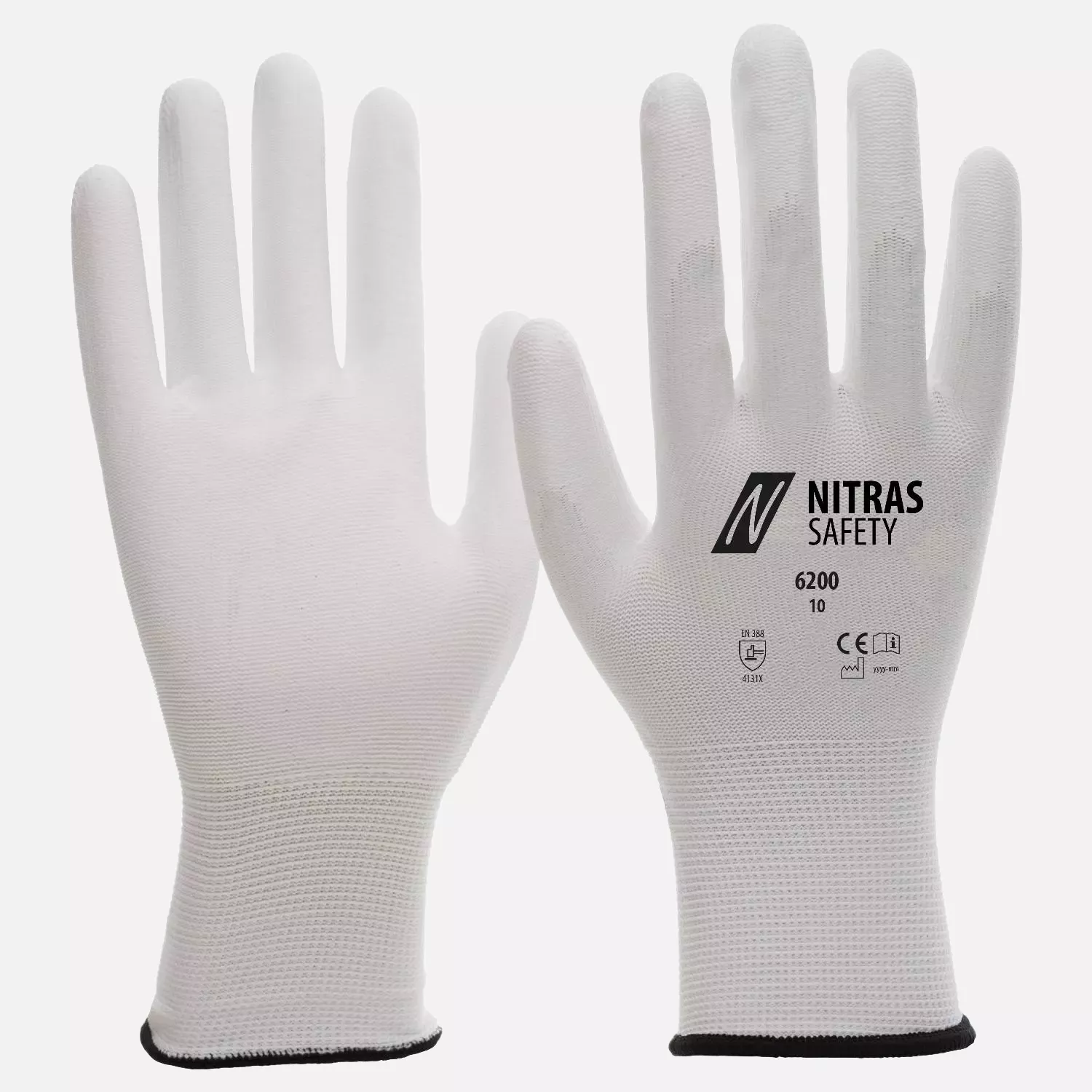 Nitras 6200, Nylon Gloves, White, image 1