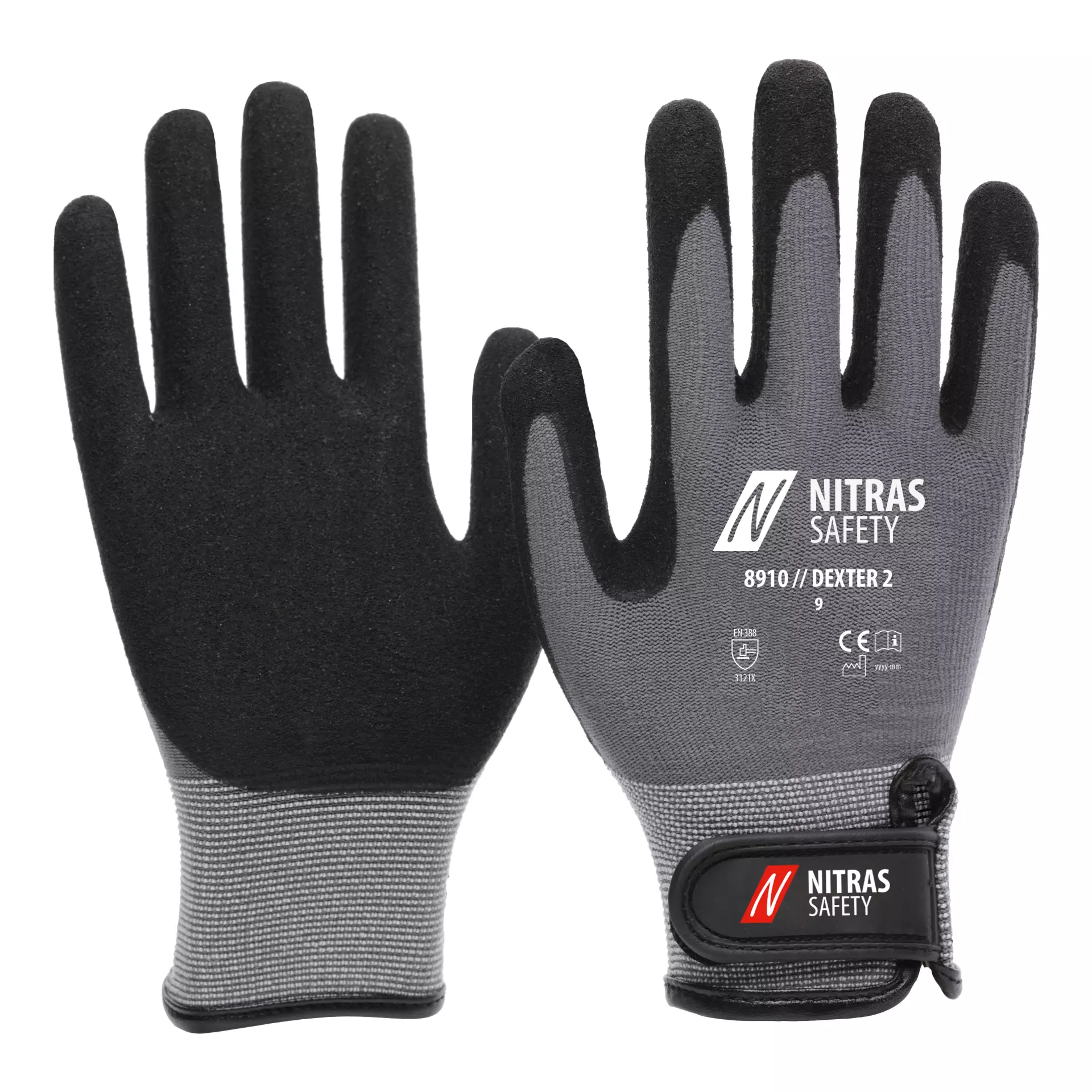 NITRAS 8910, DEXTER 2 Mechanic Gloves, Grey, image 1