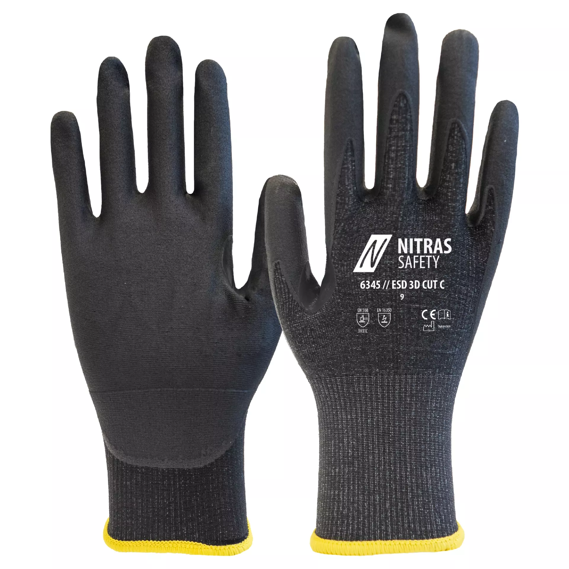 Nitras 6345-1510, ESD 3D CUT C Cut Protection Glove, Anthracite
