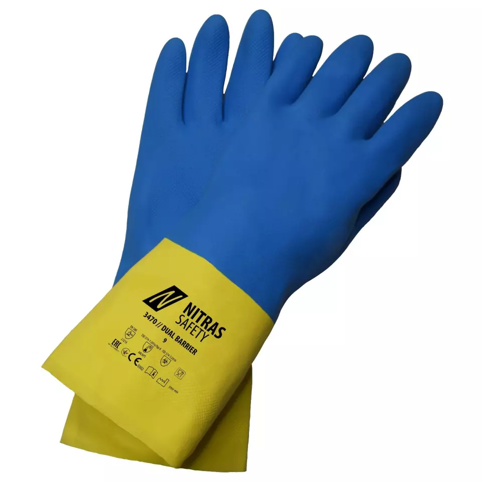 Nitras 3470, DUAL BARRIER Chemical Protective Gloves, Yellow, image 1, gallery thumbnail