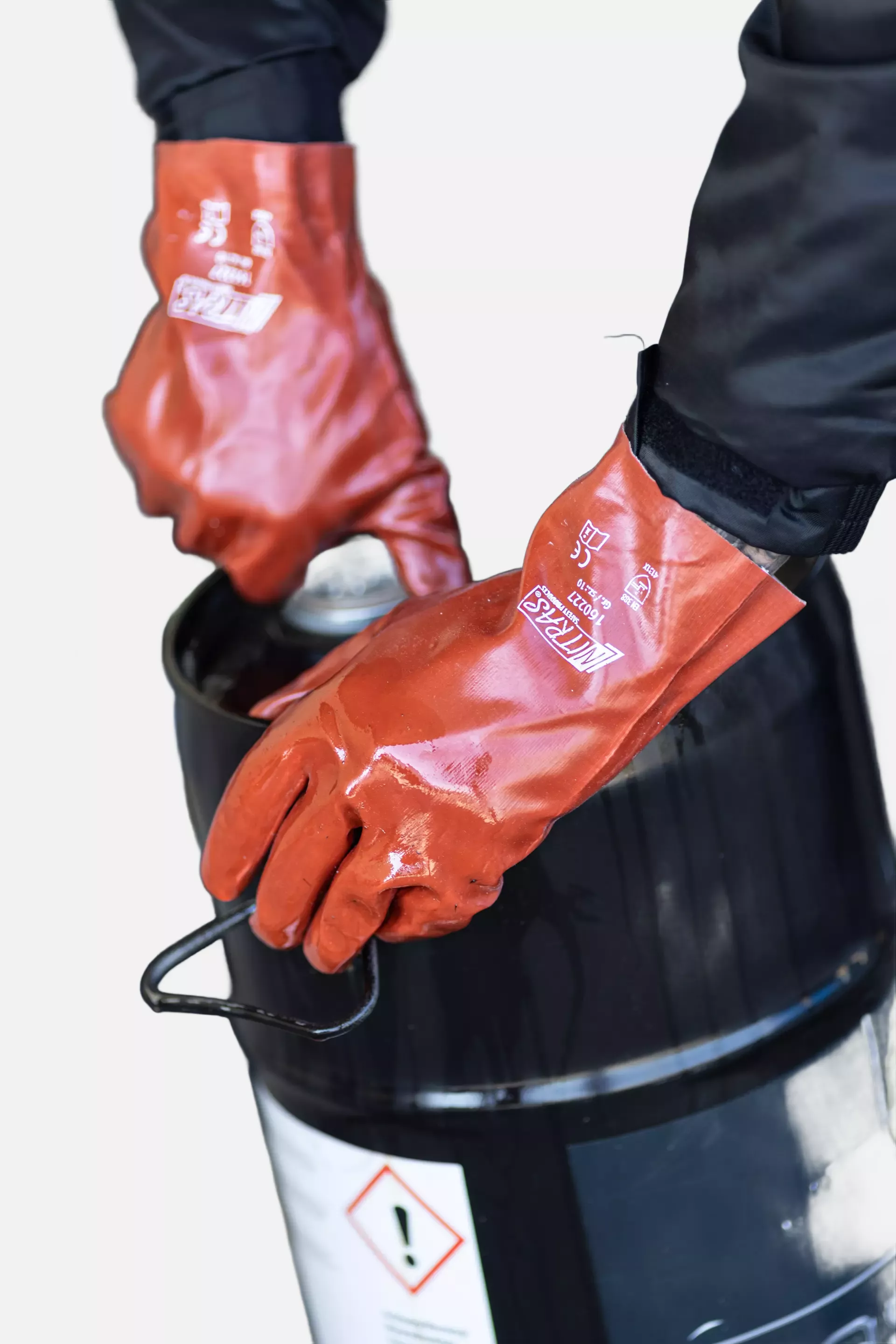 Nitras 160227, PVC Gloves Cotton 27cm, Red, image 2