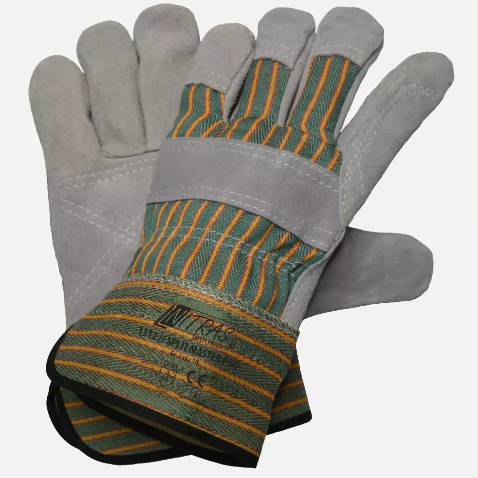 Nitras 1312, SPLIT MASTER PRO Cow Split Leather Gloves 1+, Green, image 1, gallery thumbnail