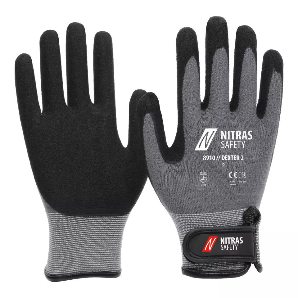 NITRAS 8910, DEXTER 2 Mechanic Gloves, Grey, image 1, gallery thumbnail