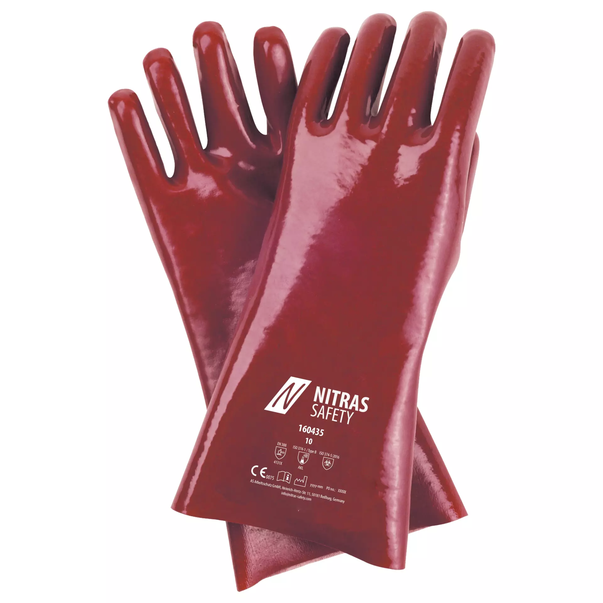Nitras 160435, Chemical Protective Gloves, Red, Size 10, Red