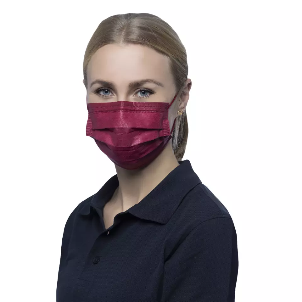 Nitras Medical 004336, SOFT PROTECT PLUS medical face mask, bordeaux, image 1, gallery thumbnail
