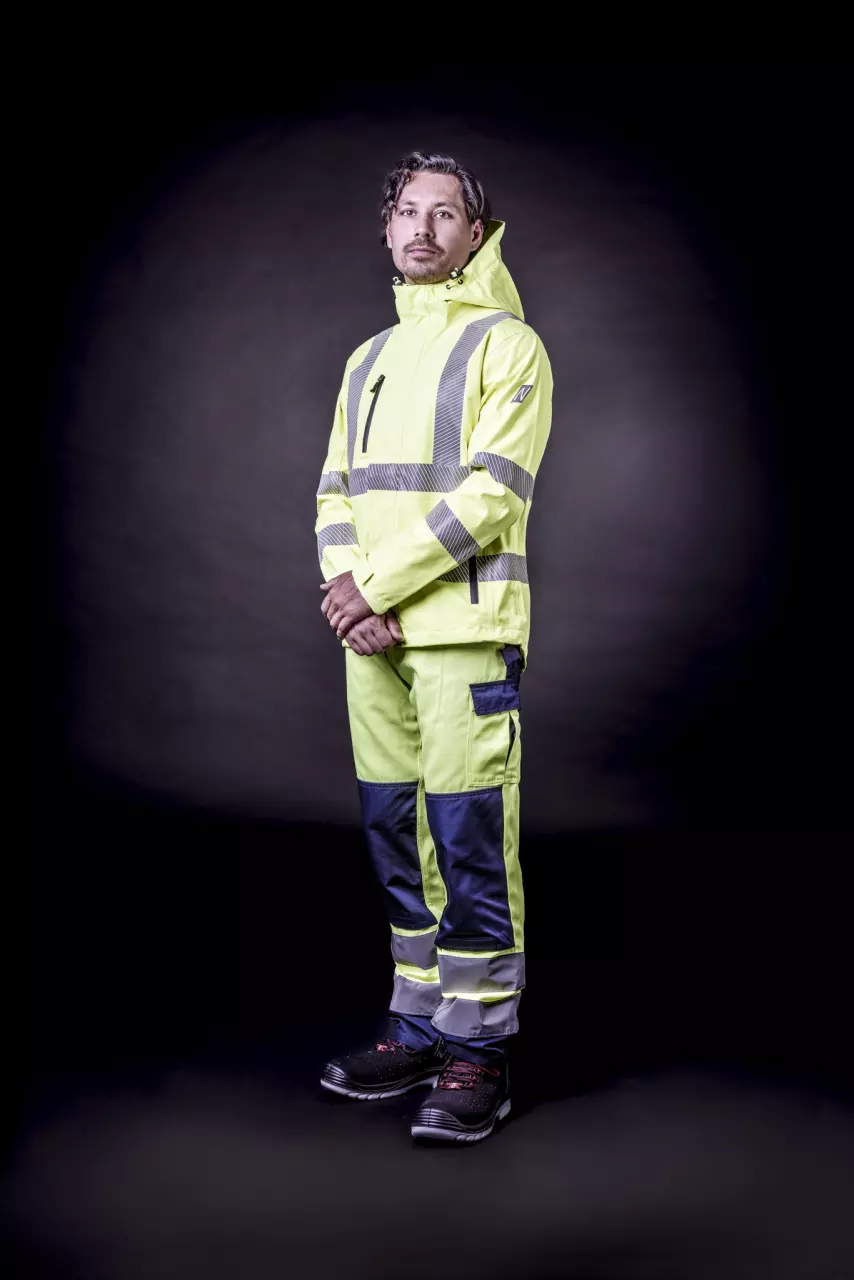 Nitras 7177-4000, MOTION TEX VIZ PLUS High-Visibility Rain Jacket, Neon Yellow, image 3, gallery thumbnail