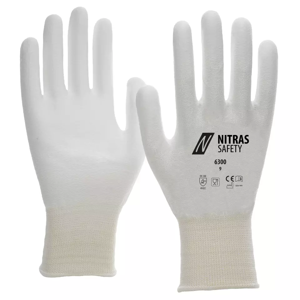 NITRAS 6300, Cut protection Gloves, White, image 1, gallery thumbnail