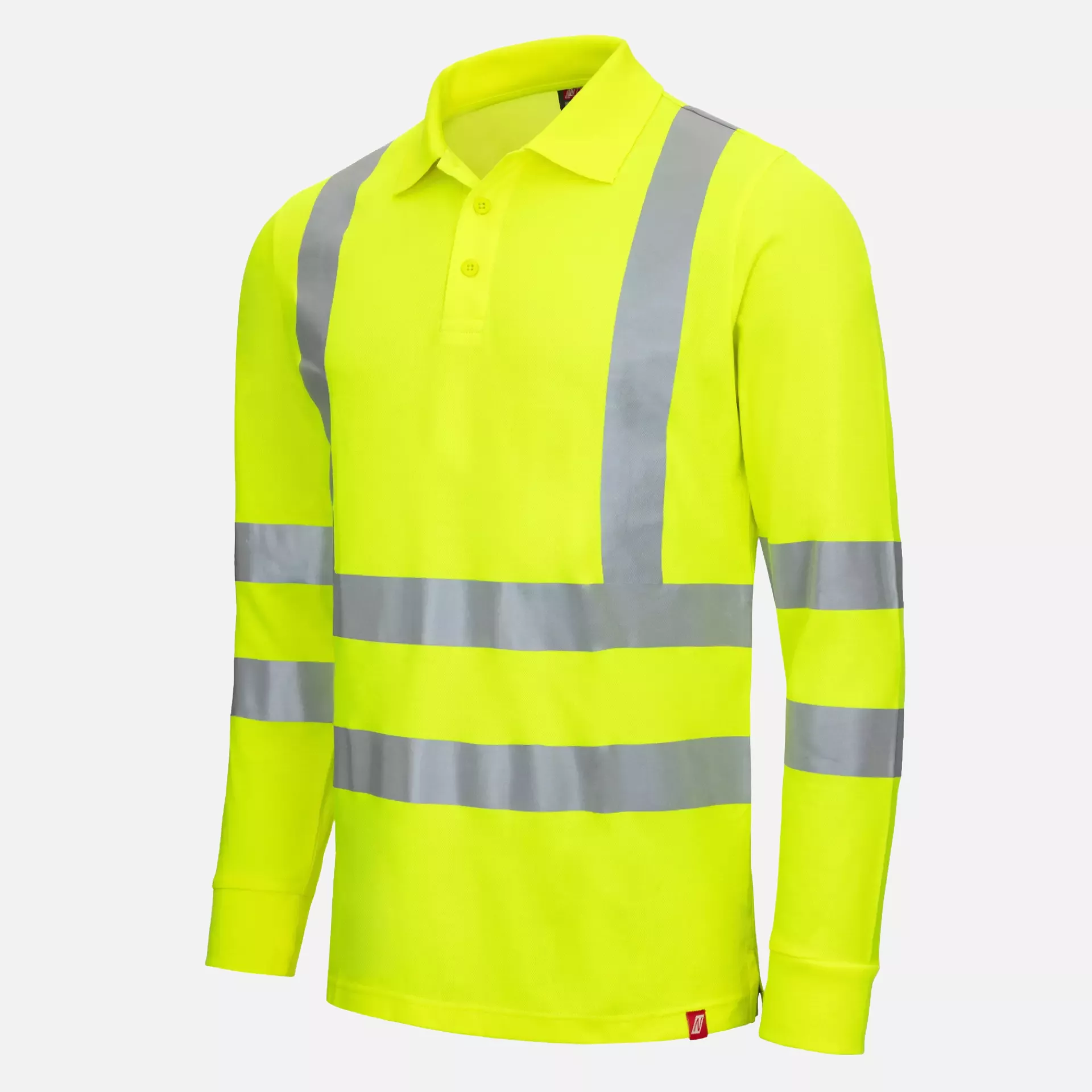 Nitras 7014-4000, MOTION TEX VIZ Reflective Long Sleeved Polo Shirt, Neon Yellow, image 1