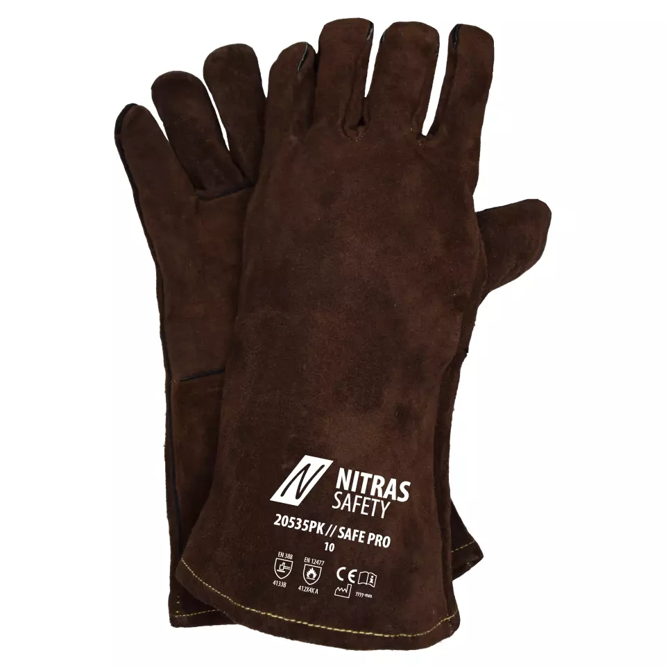 Nitras 20535PK-10, SAFE Five-finger Welding Gloves, Size 10, image 1, gallery thumbnail