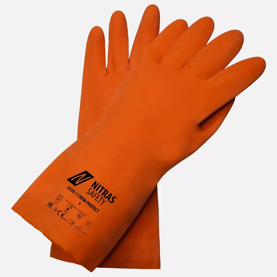 Nitras 3250, CHEM PROTECT Chemical Protective Gloves, Orange, image 1, gallery thumbnail