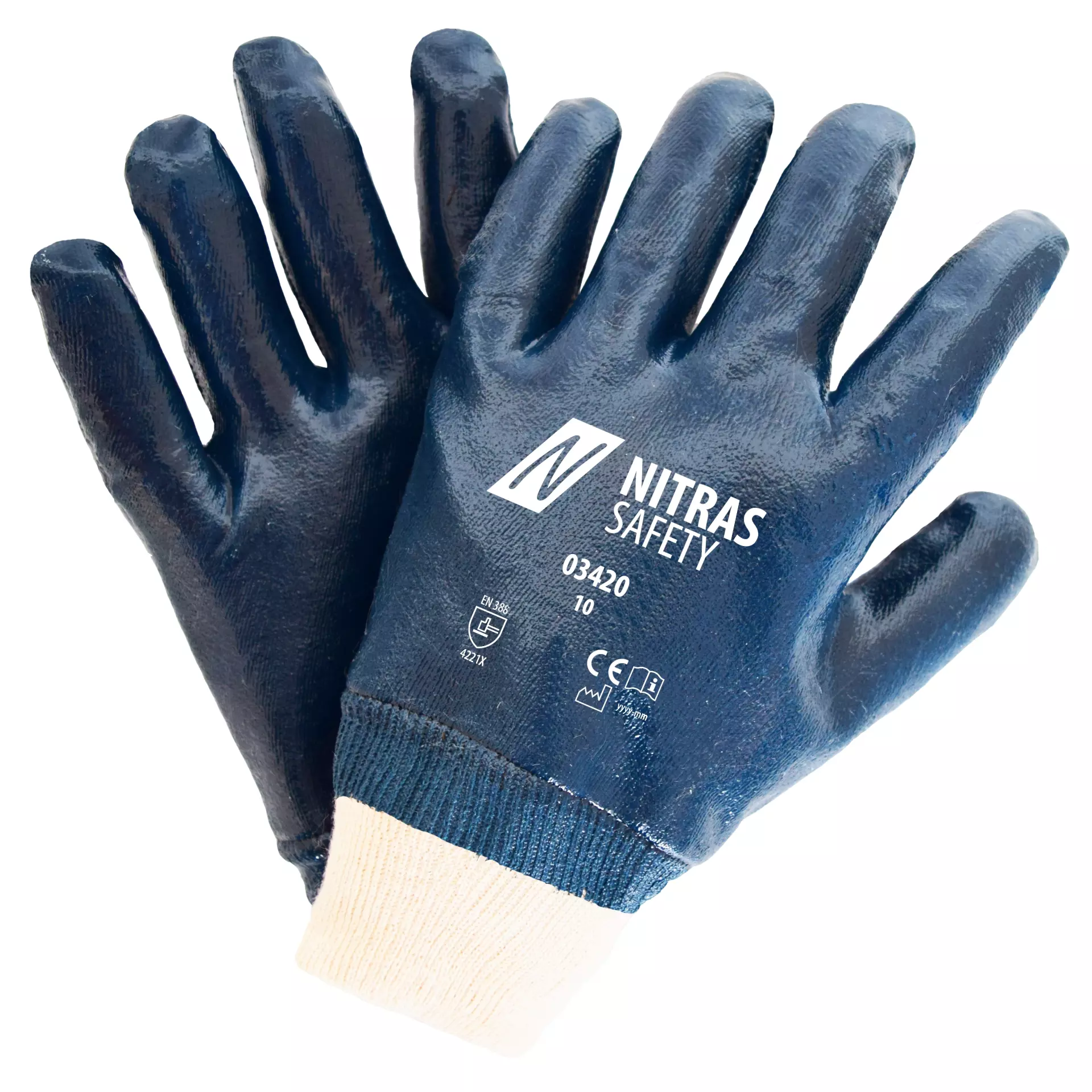 Nitras 03420, Nitrile Gloves Cotton, Blue, image 1