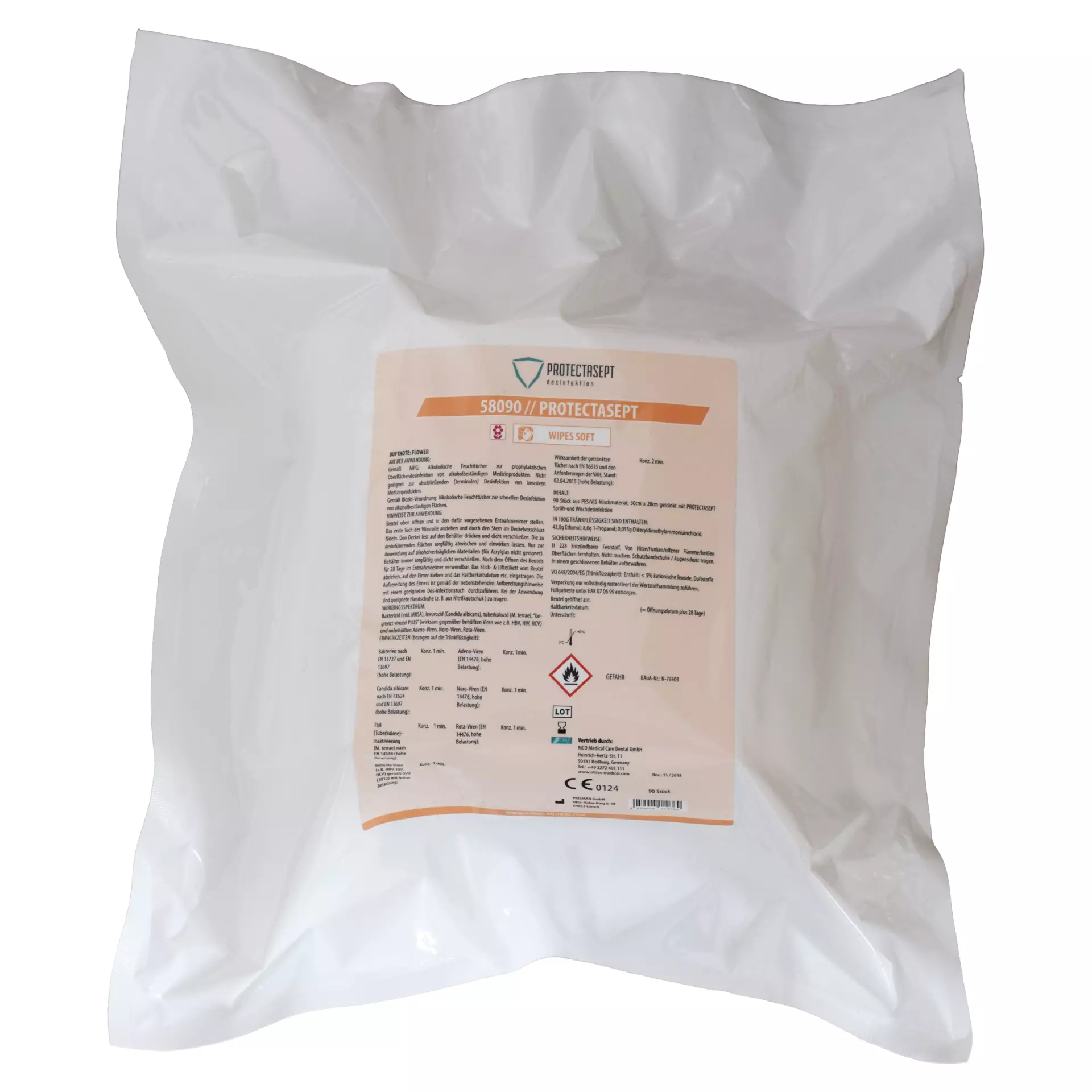 Nitras Medical 58090, PROTECTASEPT desinfection wipes, for alcohol-resistant surfaces, image 1