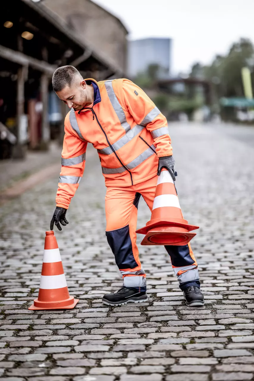 Nitras 7061-4100, MOTION TEX VIZ High-Visibility Fleece Jacket, Neon Orange, image 3, gallery thumbnail