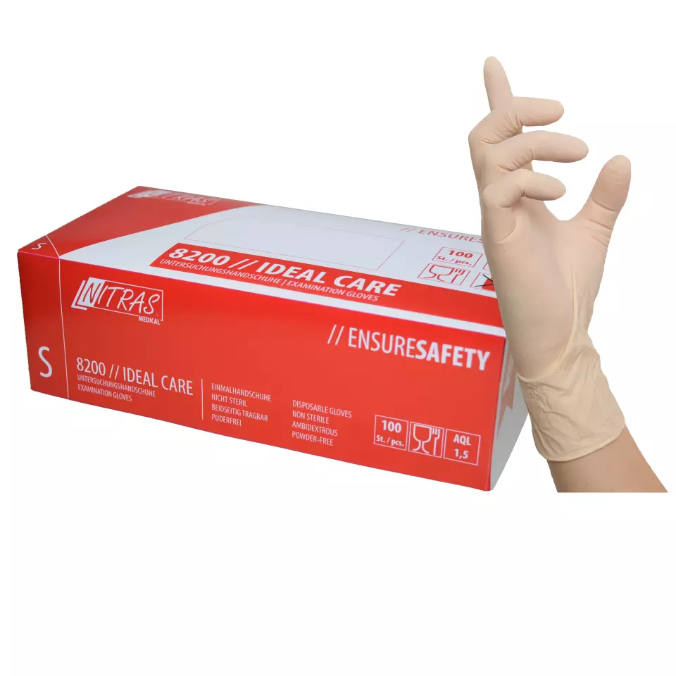 Nitras 8200, IDEAL CARE Disposable Latex Gloves, Natural Colour, image 1, gallery thumbnail