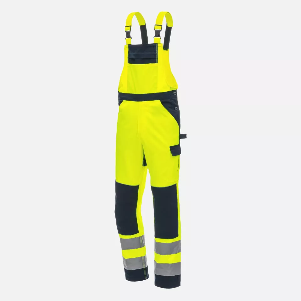 Nitras 7572-4021, MOTION TEX VIZ Reflective Bib Pants, Neon Yellow, image 1, gallery thumbnail