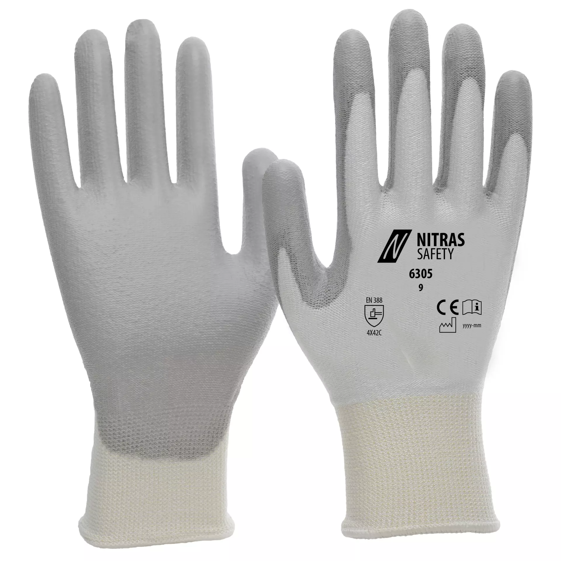NITRAS 6305, Cut protection Gloves, White, image 1