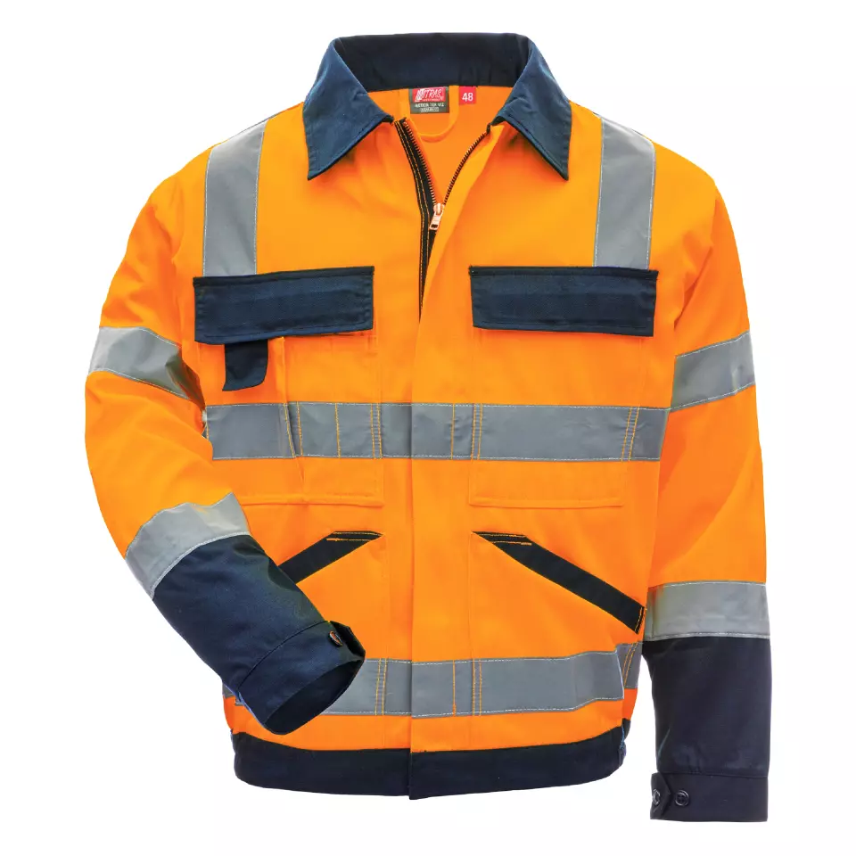 Nitras 7573-4121, MOTION TEX VIZ Reflective Jacket, Neon Orange, image 1, gallery thumbnail