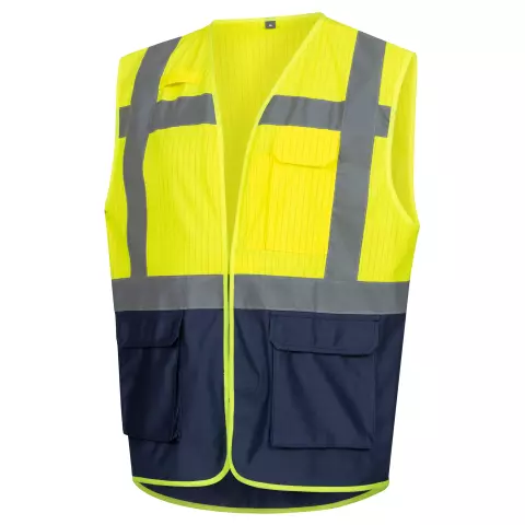 Nitras High-Visibility Waistcoat, Neon Yellow/Navy Blue