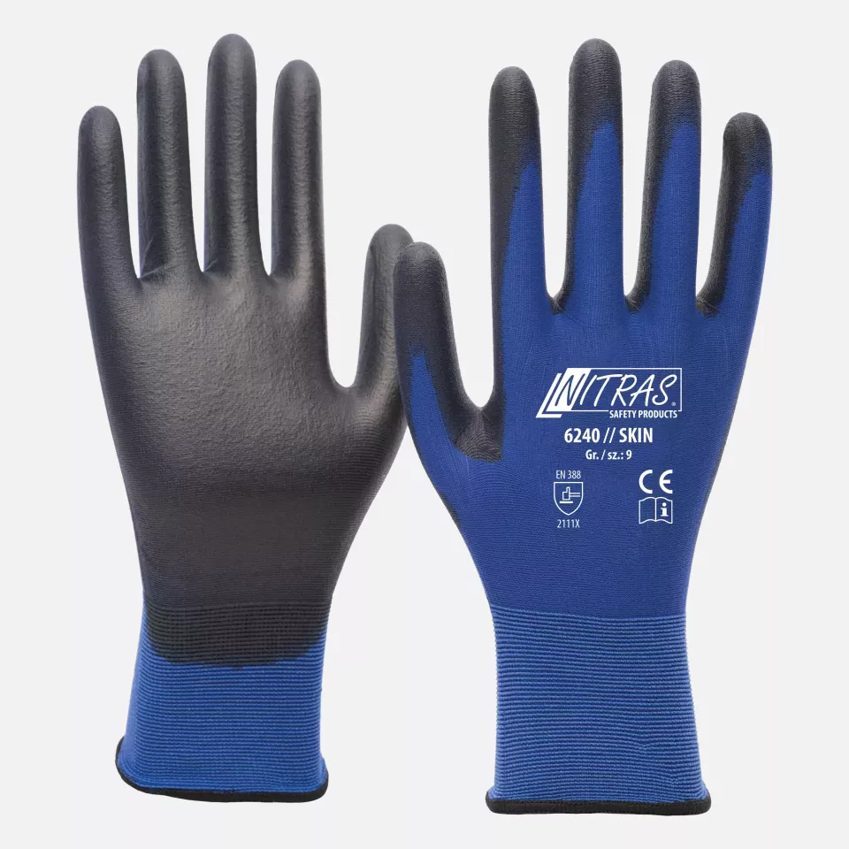 Nitras 6240, SKIN Nylon Gloves, Blue, image 1, gallery thumbnail