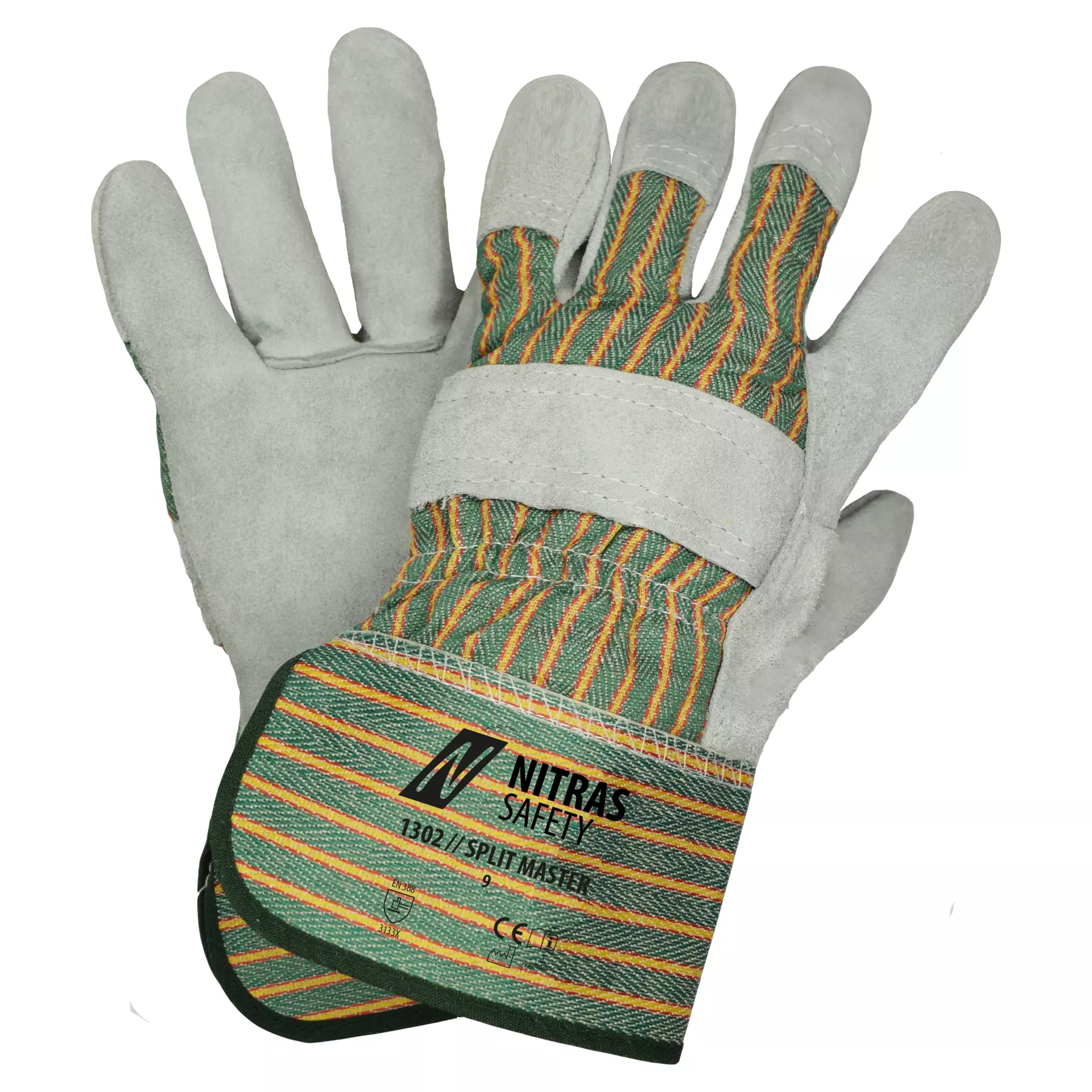 Nitras 1302, SPLIT MASTER Cow Split Leather Gloves, Green