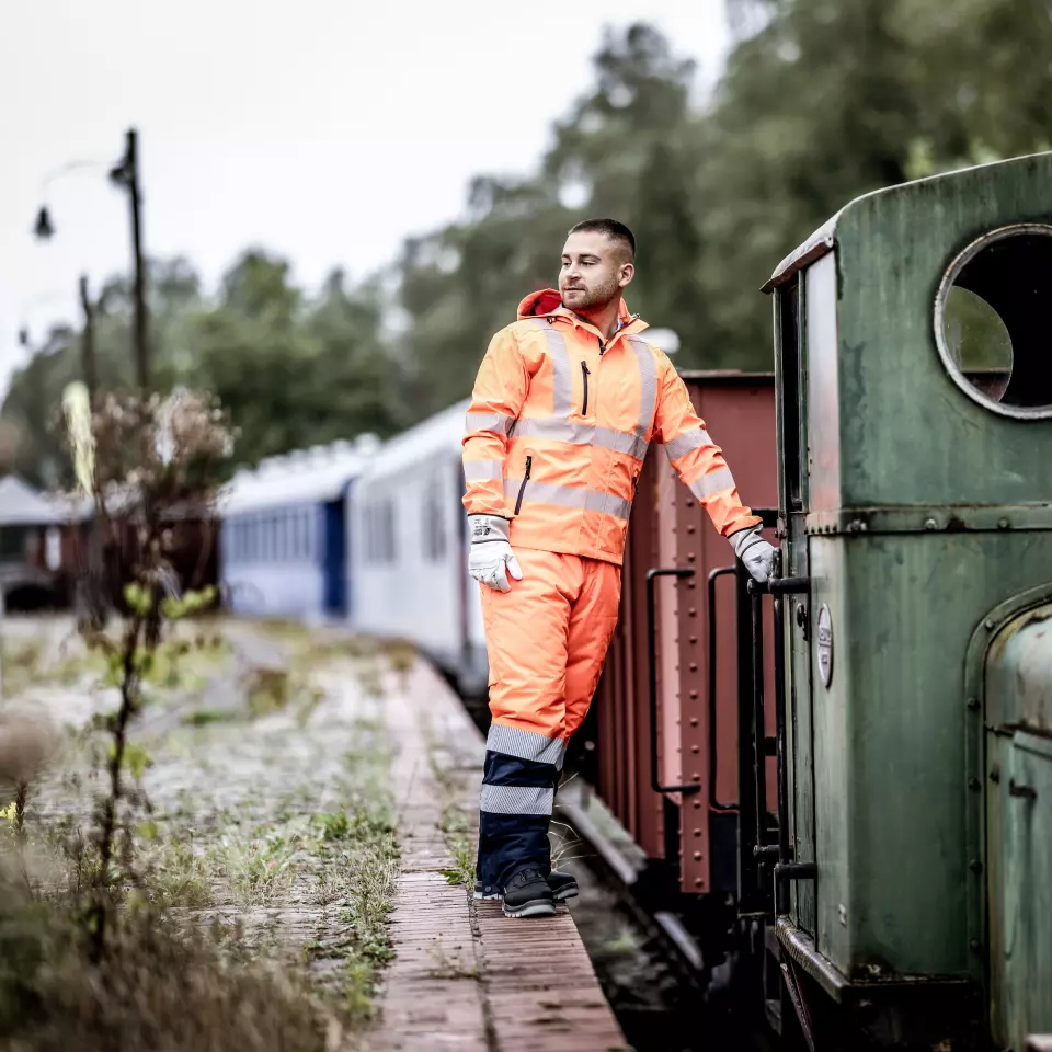 Nitras 7580-4121, MOTION TEX VIZ High-Visibility Winter Work Trousers, Neon Orange, image 3, gallery thumbnail