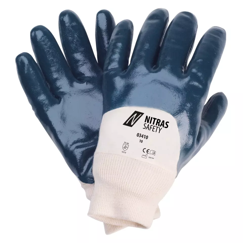 Nitras 03410, Nitrile Gloves Cotton, Blue, image 1, gallery thumbnail