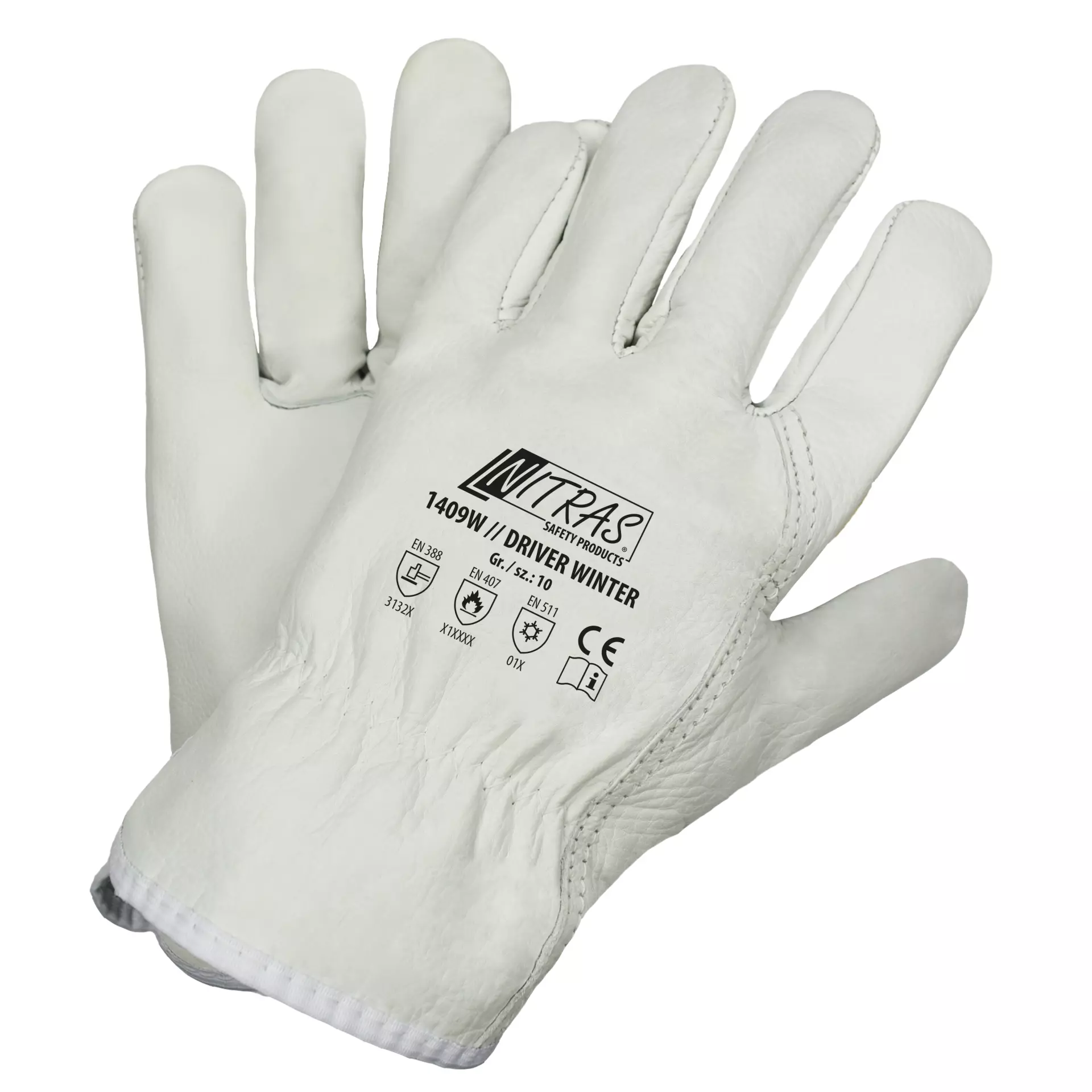 Nitras 1409W, DRIVER WINTER Cow Grain Leather Gloves, Grey, image 1