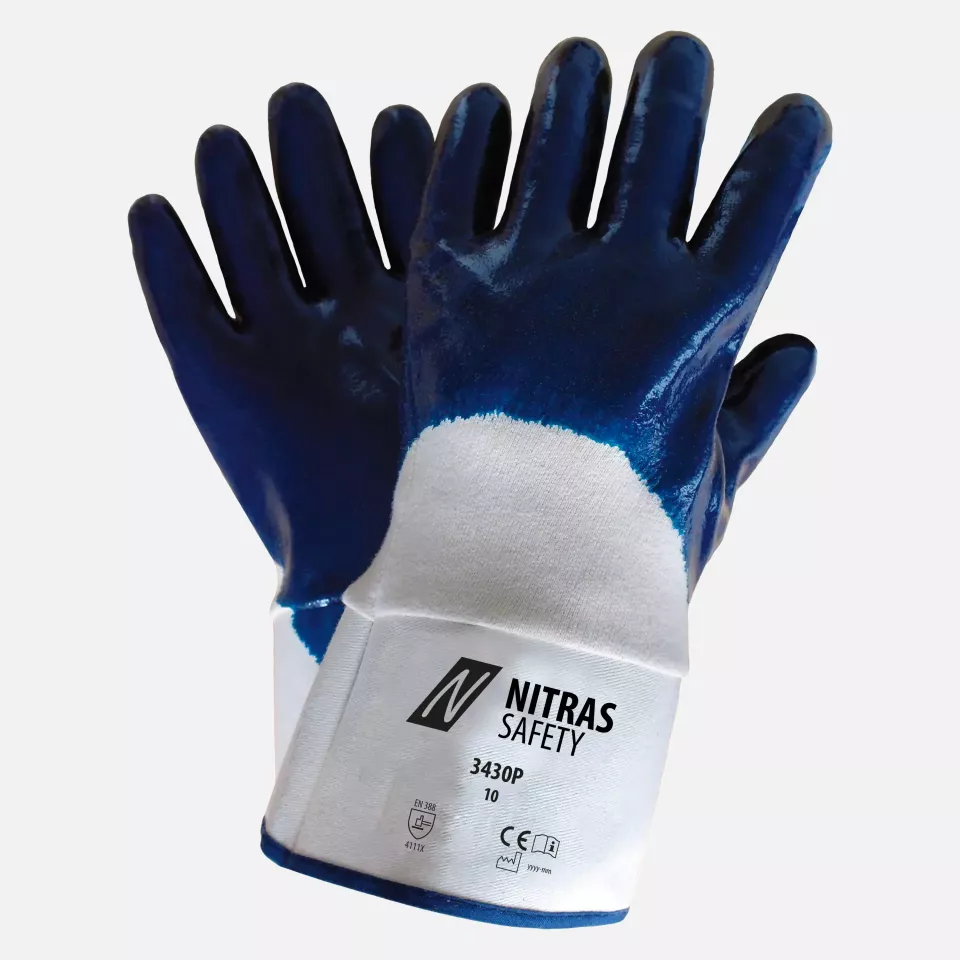 Nitras 3430P, Premium Nitrile Gloves White, Size 10, image 1, gallery thumbnail