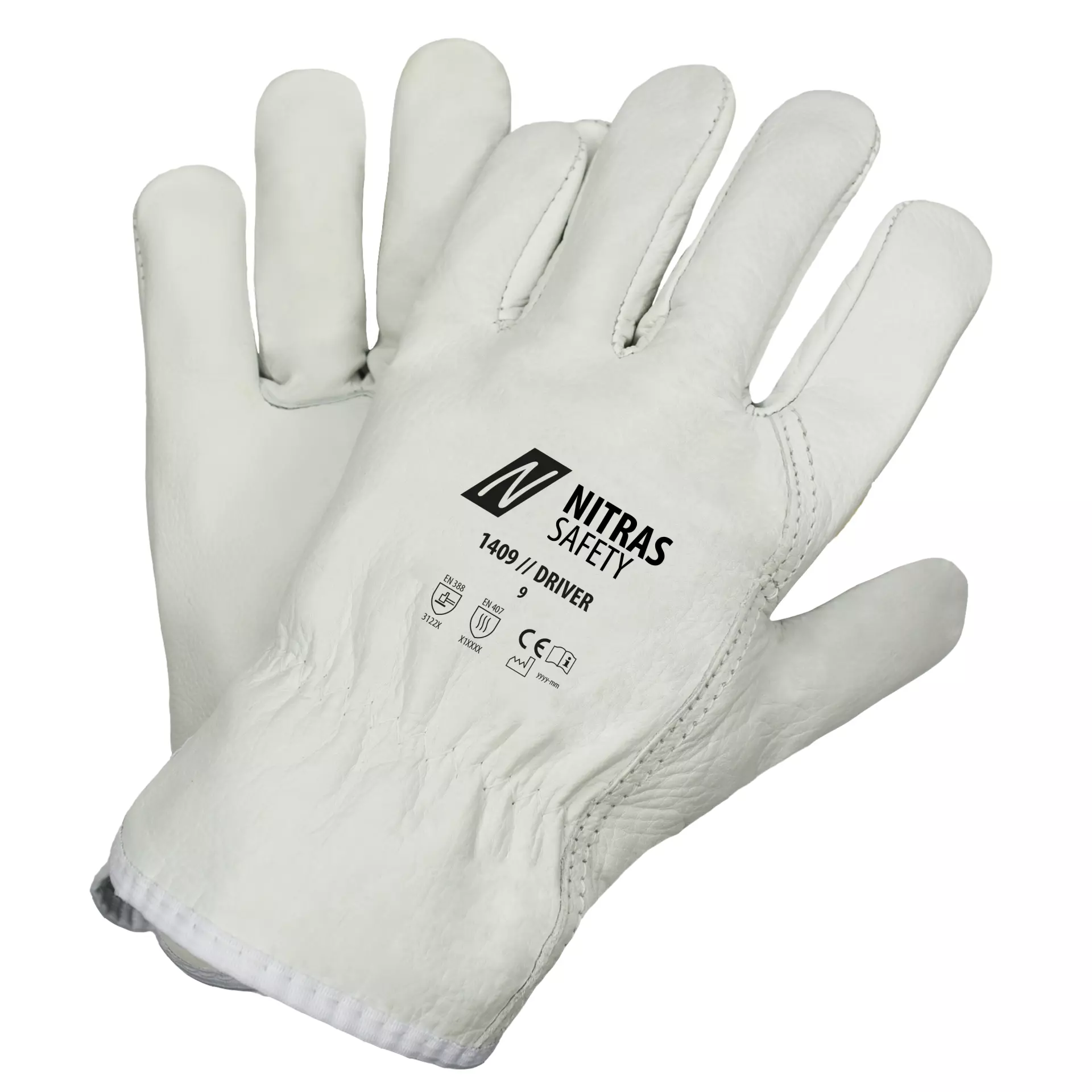 NITRAS 1409, DRIVER Cow Grain Leather Gloves, Grey, image 1