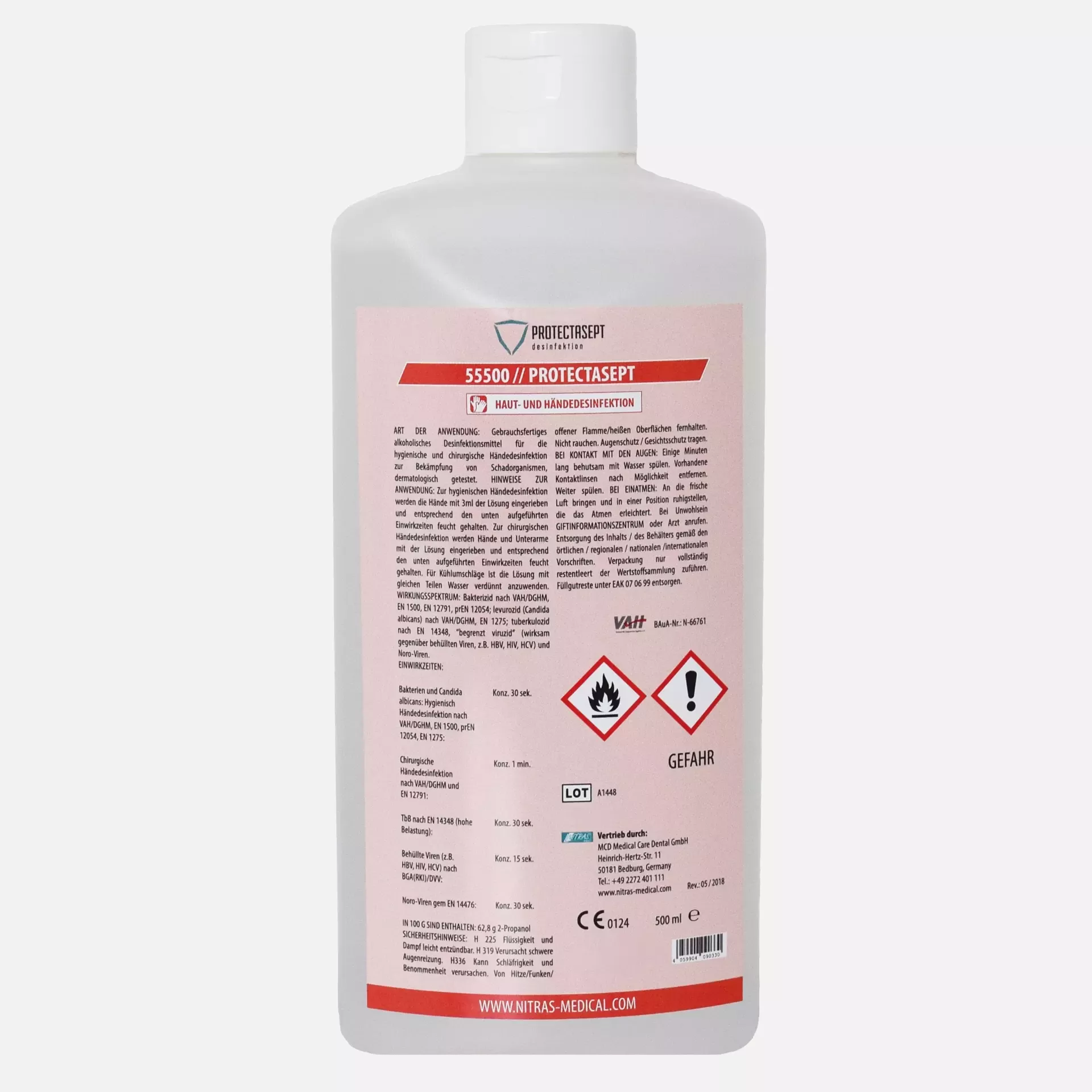 Nitras Medical 55500, PROTECTASEPT SKIN skin/hand disinfection, 500ml, image 1