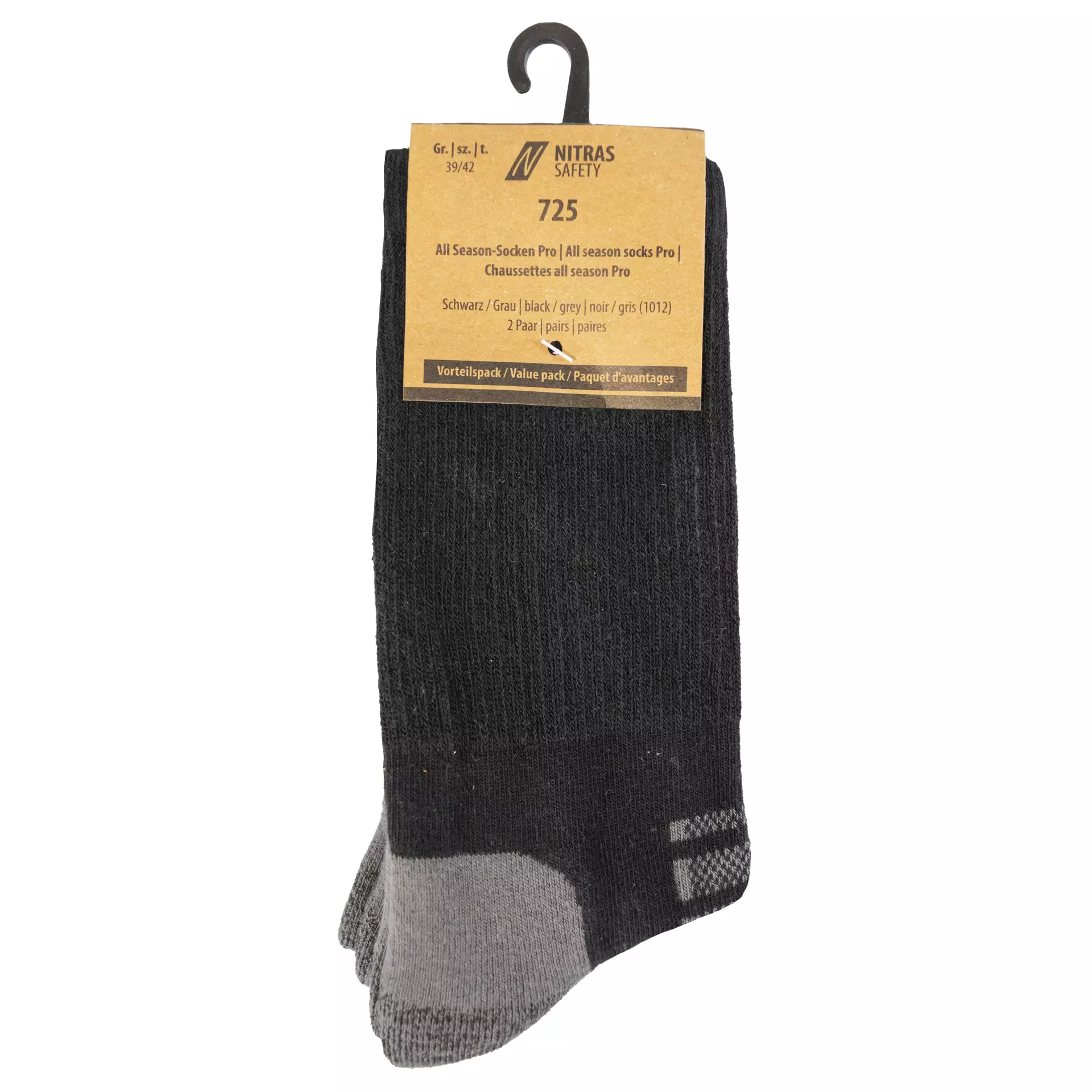 Nitras 725-1012, All Season Pro Socks, Black/Grey, image 2