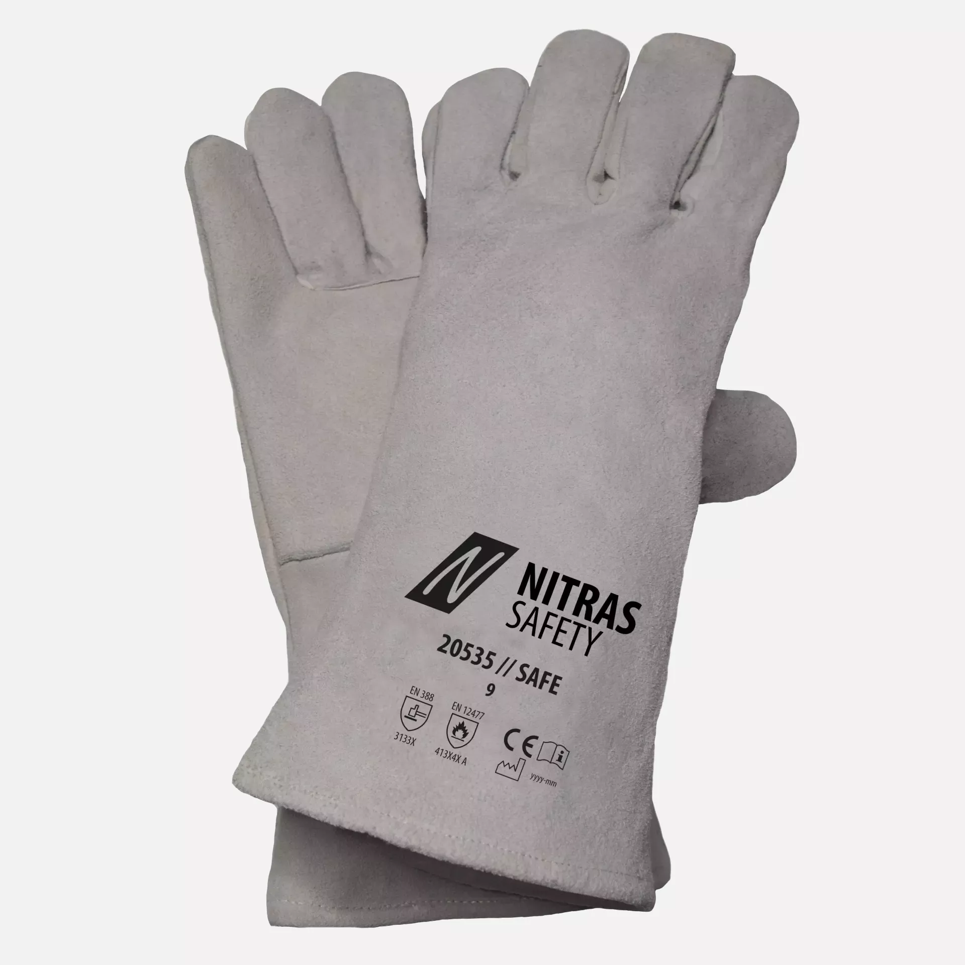 Nitras 20535, SAFE Five-finger Welding Gloves, Grey, image 1