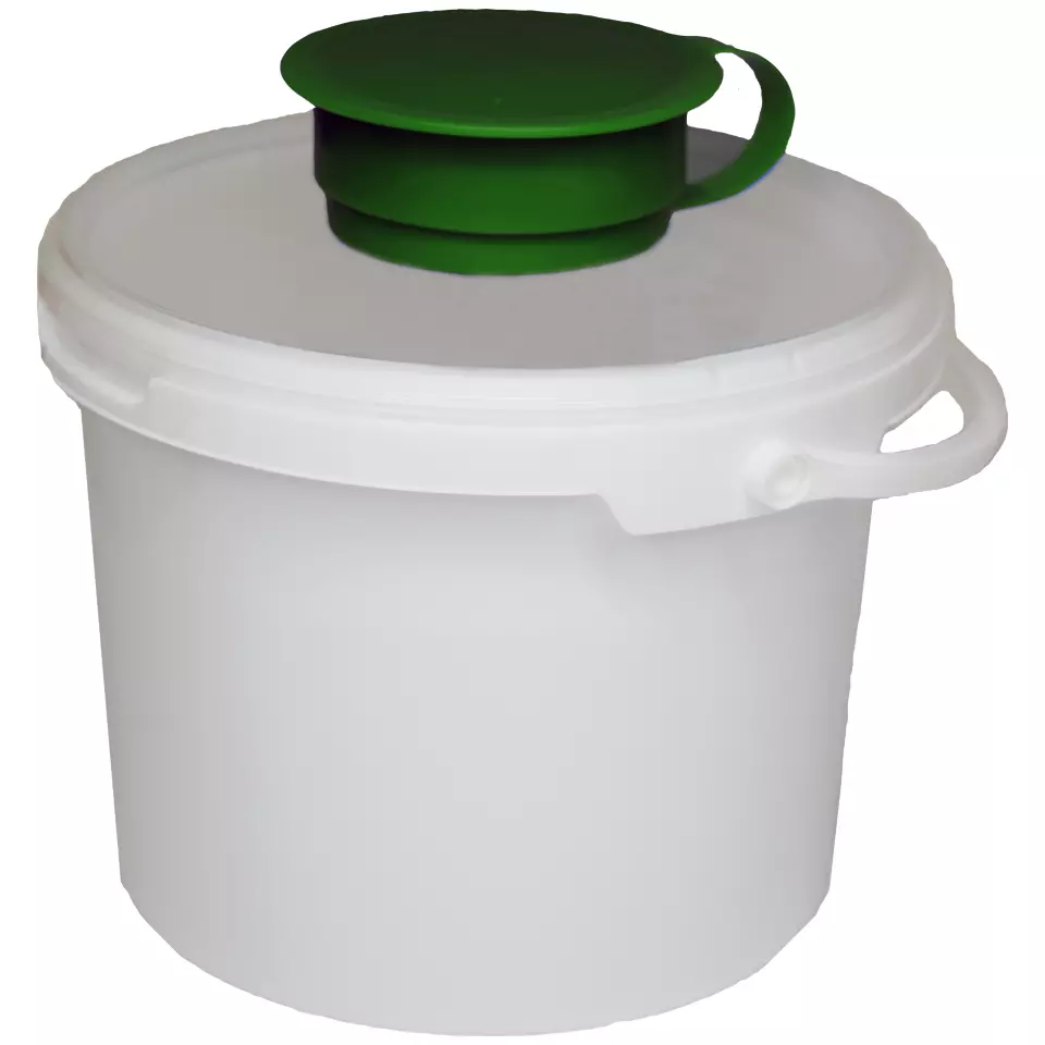 Nitras Medical 57090-G, Dispenser bucket for wet non-woven disinfection wipes, white/blue, 3,400ml, image 1, gallery thumbnail