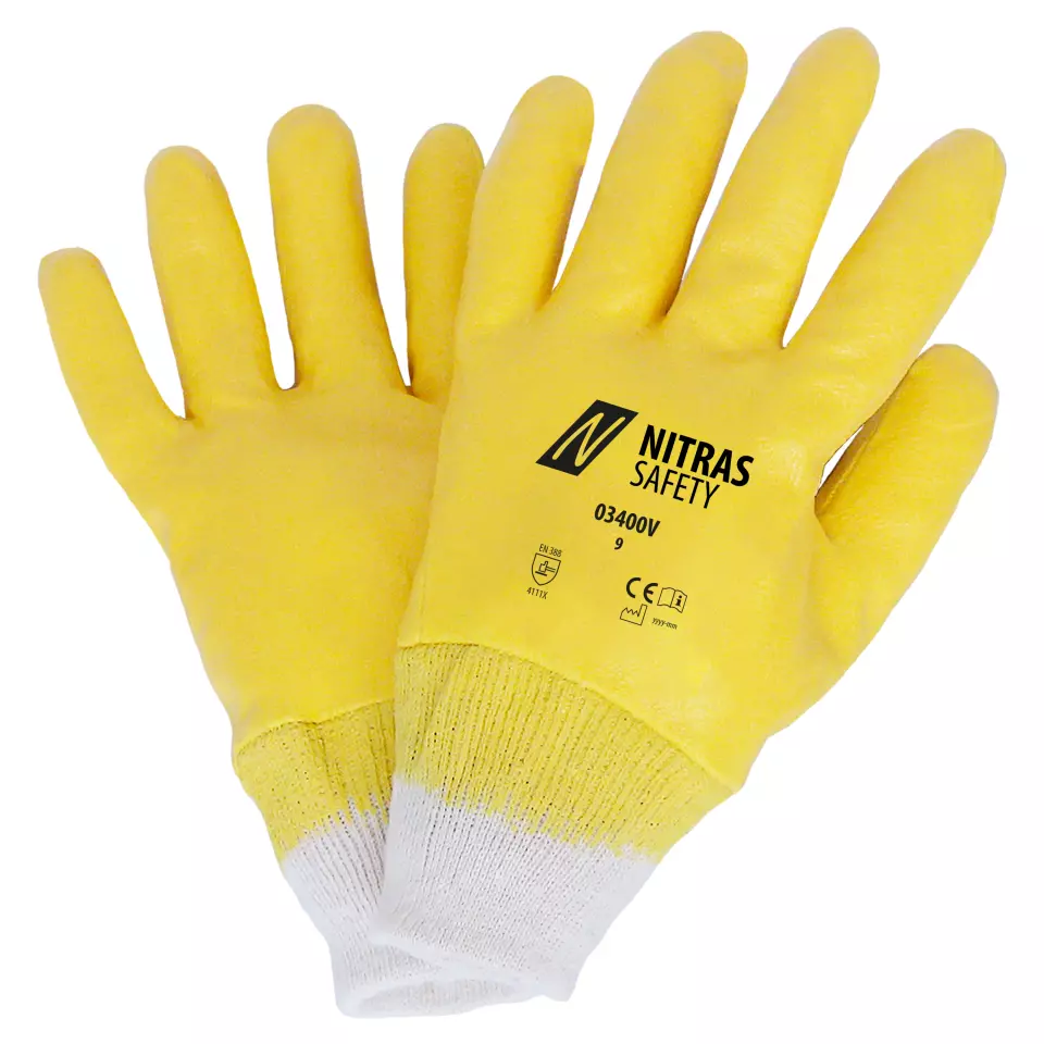 Nitras 03400V, Nitrile Gloves Cotton, Yellow, image 1, gallery thumbnail