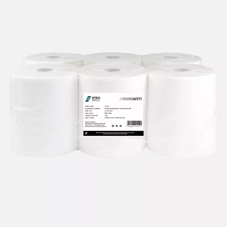 Nitras 721130, Premium Cellulose Tissue Rolls, 2-Ply, Bright White, image 1, gallery thumbnail